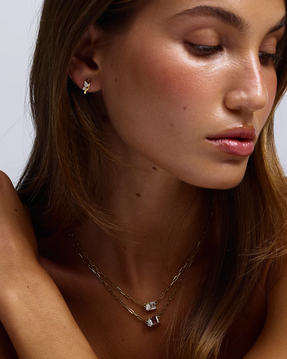 Bridget Diamond Toi et Moi Necklace - Pink Tourmaline - Image 4